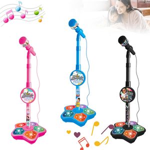 Drums Percussion Kids Microphone with Stand Karaoke Song Music Instrument Toys Brain-Training Educational Toys Birthday Gift for Girl Boy 230216