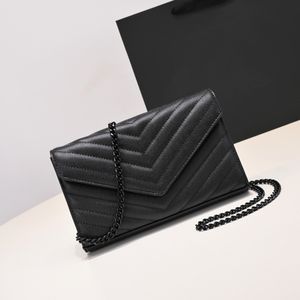 Genuine Leather Crossbody Bag for Women - Designer Chain Shoulder Handbag with Original Box, High-Quality WOC Purse