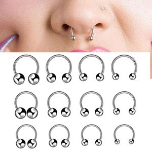 5pcs Paslanmaz çelik burun halka 16 Gösterge Septum Piercing Ear Helis Küpe Kadınlar Erkekler Punk Takı Dudak Piercing Halkalar