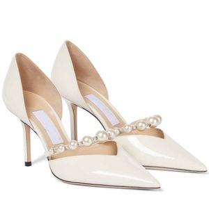 Moda zarif gelinlik ayakkabıları Aurelie pompalar bayan sandals inciler lüks markalar lüks markalar box ile kadın beyaz yürüyüş ayakkabı, eu35-42