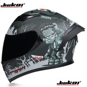 Motosiklet Kaskları Jiekai 316 Kask Güvenliği Fl Yüz Çift lens Yarışı Güçlü Direnç Yol Dot Appd Visors Damla Teslimat Mobil DHC9W