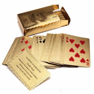 Jogos de cartas originais à prova dwaterproof água luxo 24 k banhado a ouro pôquer premium fosco cartas de jogar de plástico para coleção de presentes drop dh1fh