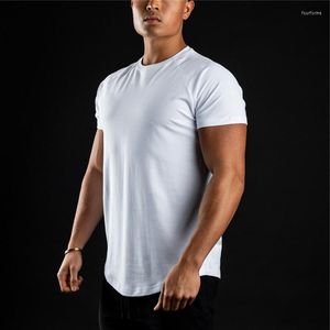 Camisetas masculinas lisas masculinas de algodão de manga curta camiseta fitness slim fit camiseta masculina marca academia camisetas tops verão moda camiseta roupas casuais
