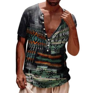 Erkek Tişörtler Vintage Baskı Henry Pamuk V Yastık kazak Kısa Kol Sokağı Büyük boyutlu üstler yakasız tişört yaz giyim 230217