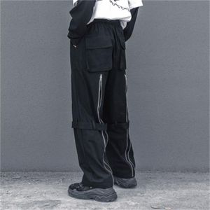 Erkek pantolonlar yüksek cadde gevşek hip hop zipper tasarım rahat pantolon geniş bacak düz baba erkek ve kadınlar Avrupa Birleşik Devlet