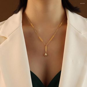 Anhänger-Halsketten, einzigartige 18-karätige Goldfarbe, europäische und amerikanische Hexagramm-Halskette für Damen, handgefertigter 316-L-Edelstahl-Schmuck, der nicht verblasst