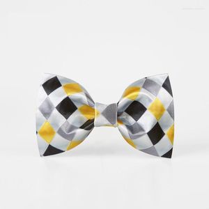 Yay bağları Yüksek kaliteli 2023 erkek moda geometrik desenleri bağlar bowties kelebek renkli damalı sarı siyah beyaz