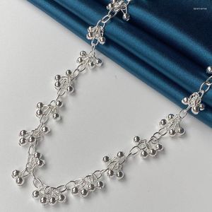 Zincirler S925 STERLING Gümüş 18 inç Cazibe Parlak üzüm boncuklar Zincir Kolye Kadınlar Moda Düğün Partisi Yıldönümü Hediyeleri