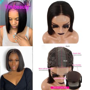 Brazilian 2X6 Lace Bob Wig 100% Human Virgin Hair 150% Density 180% 210% Silky Straight Thick Lace Wigs 10-18inch Natural Color