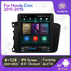 Otomobil DVD Radyo Multimedya Honda Civic için Video Oyuncu 2012-2015 Tesla Stil Android Carplay GPS Navigation 2 Din Autoradio