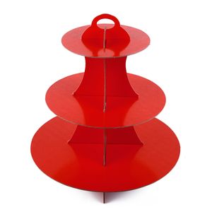 Diğer Etkinlik Partisi Malzemeleri 3 Katmanlı Kırmızı Yuvarlak Karton Cupcake Stand Tatlı 30.48 cm genişliğinde x 30.48 cm yükseklikte doğum günü etkinliği doğum günü pastası dekoru 230217
