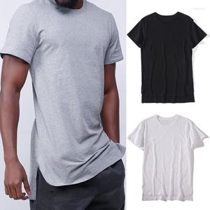 Erkekler Tişörtleri Moda Hip Hop Kısa Kollu Çağlık Yuvarlak Boyun Erkekler T-Shirt Katı Yatık Uzun Sokak Giyim Günlük Tshirt Giysileri