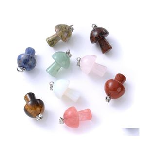 Чары натуральные грибы Aventurine Lapis Lazi Crystal Tiger Eye Stone Beads Cool для DIY -ожерелья для ювелирных изделий.