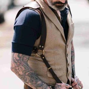 Sırıştırıcılar Deri Askı Vintage Erkekler Ortaçağ Rönesans Kabezi Punk Göğüs Omuz Kemer Kayışı Suspensorio Giyim Aksesuarları 230217