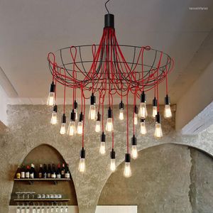 Подвесные светильники Loft Black White Red Bar Iron Lights The Heavenly Maids Scatter Blossoms Creative Bull Droplight Lamp LU728305