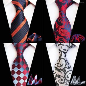 Bow Gine Ricnais Fashion 8 см мужской галстук набор красный темно -синий шелковый карманный квадратный костюм для свадебного платка свадебные платки шеи