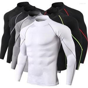Erkek Tişörtleri Erkek Spor giyim spor spor salonu fitness forma gömlek termal sıkıştırma vücut geliştirme jogging üst uzun kollu rashguard