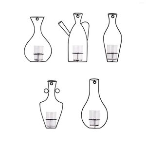 Vasos Vasos de flor de estilo nórdico Vaso de terrário Stand de ferro com copo de copo de vidro Hidropônico Planta de planta pendurada para decoração de escritório