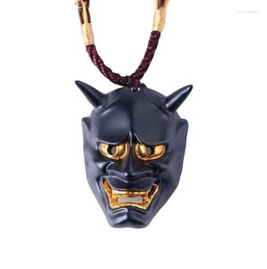 Подвесные ожерелья высококачественная смола Hannya Evil Oni noh Маска ожерелье в японском стиле ужас панк хип -хоп Хэллоуин подарок