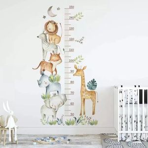 Декор стены большая высота наклейки на стикеры Жираф Слон для детских комнат мальчики детские комнаты сафари джунгли животные диаграмма роста.