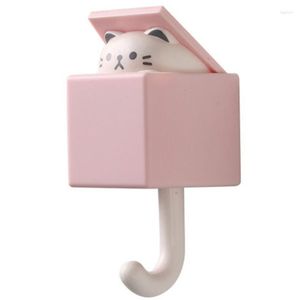 Hooks Cartoon Cat Hook Self Adhesive Dormitory Bedroom Door Hangers Key Umbrella Towel Cap Coat Rack Wall Animal Decoration