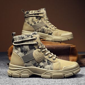 Gai Sonbahar Askeri Kamuflaj Çöl Botları Yüksek Top Sneakers Erkekler İçin Kaymaz İş Ayakkabıları Buty Robocze Meskie 230217 GAI