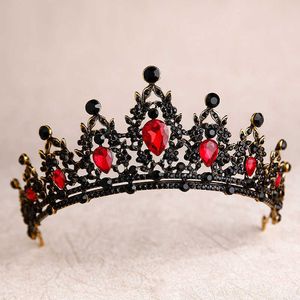 Tiaras kmvexo barok retro siyah gelin kristal tiaras taçlar prenses kraliçe pageant balo rhinestone peçe tiara düğün saç aksesuarı z0220