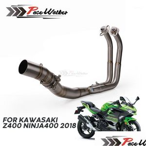 Motosiklet Egzoz Sistemi FL Sistemleri Başlık Boru Ön Bağlantı Ninja 400 Z400 için 51mm Slipon 1 Damla Teslimat Mobiller Motosiklet Parçaları Dhwas