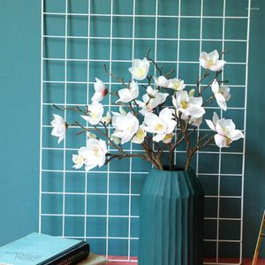 Декоративные цветы дома украшение симуляция орхидея искусственный магнолия шелк для свадебных растений бонсай фальшивые цветочные