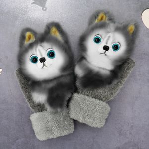 Çocuk Parmak Eldivenleri Hayvan Kedi Köpek Panda Husky Unicorn Çocuk Kış Sıcak Uzun Sevimli Kız Prenses Mittens Parmaklar Yumuşak 10T Kadın 230220