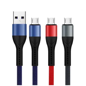 1M 3 -футовая металлическая плоская лапша микро -тип C USB -кабели 3A Кабель быстрого зарядки для Samsung S6 S7 Edge S8 S10 S20 Примечание 8 HTC Android Phone