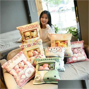 Peluş Bebekler 8 Buah Mainan Mewah Kucing Mini Dalam Bantal Kreatif Boneka Kelinci Babi Puding Makanan Ringan Lempar Hadiah Drop Delive Dhmpw