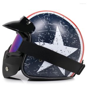 Motosiklet Kaskları Moda Vintage Kask Erkekler 3/4 Açık Yüz Retro Yarım Kadın Scooter Bike Casco Moto Capacete Motoqueiro