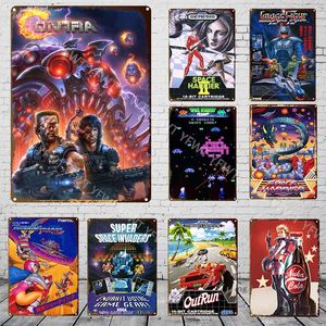 Смешная разработанная коллекция живописи классических игр, рожденных в 70 -х и 80 -х годах Super Space Invaders Game Game Game Game Game Game Game Game Metal Tin Sign Retro Poster Decor Размер 30x20см.