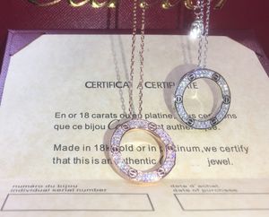 Роскошные ожерелья с подвесками Love Brand Designer Copper Full Crystal Hollow Round Circle Charm Short Chain Choker For Women Jewelry With Box Party Gift