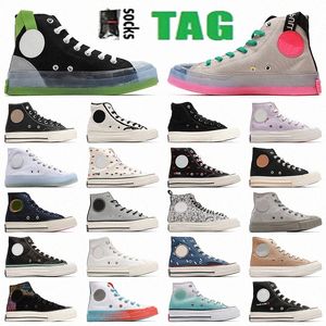 All Star 1970 -х 70 -х годов Cuck 70 Casual Shoes Taylor Environmental Series Тема Белый синий кирпич красный высокий верхний топ -желе, нижний холст кроссовки y8nt#