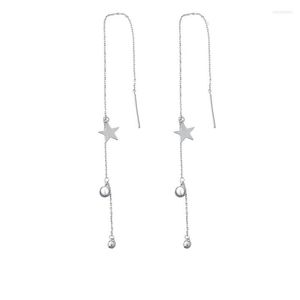 Dangle Küpeler İnce Pure Platinum 950 Kadınlar İçin Damla Yıldız Ay Rolo Bağlantı Geometri Püskül Kanca 1.9-2G Damga Pt950