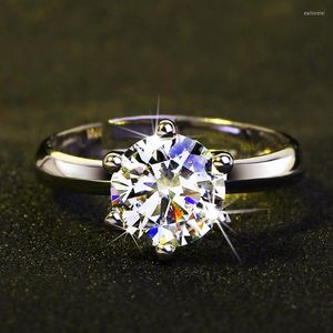 Ringos de cluster 18k Gold White Fashion Six Prong Wedding Ring For Women 1 Diamond Engagement Femme Bride Valentines Gift Girl