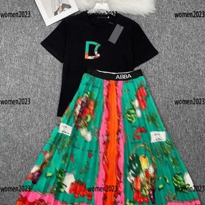 Conjuntos femininos senhoras 2 peça conjunto vestido carta impressão camiseta e floral vegetal impressão maxi vestido tamanho M-XL verão elegante fevereiro