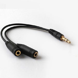 Aux Cable Jack de 3,5 mm Cabo de áudio de 3,5 mm de áudio estéreo para 2 fêmea Micor do fone de ouvido Y Splitter Cable Adapter