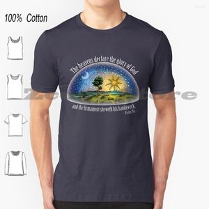 Мужские футболки Т-на земля-псалм 19: 1 (Файмс) Хлопковые мужчины и женщины мягкая модная футболка Земля Библейский стих Псалом