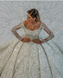 Parti elbiseleri kıvılcım dantel düğün şapel tren gelin önlükleri özel yapım kepçe boyun payetli lüks vestido de novia 230221