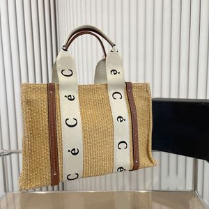 38 см пляжная сумка женщин соломенная сумка женщина Woody Totes Сумки для торговых сумок дизайнерские сумочки Lafite Crochet большие мощности Canvas Tote Tote Luxury Dimbag Classic Letter Handle
