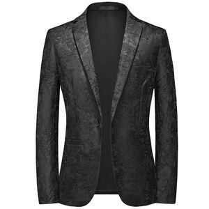 Mens Suits Blazers moda rahat karanlık desen kabartmalı butik takım ince fit gece elbise ceket 230222