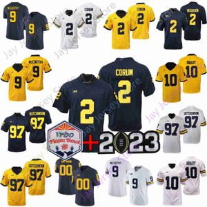 Bowl Fiesta 2023 Futbol Playoff Jersey NCAA Koleji Aidan Hutchinson Tom Brady Charles Woodson Cade Blake Corum McCarthy Kadın Gençlik