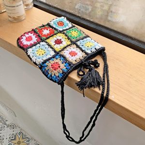 Akşam Çantaları Lady Örgü Çingene Bohem Boho Chic Aztek Tote Çanta Kadın Tığ Yün Açık Shopper Üstten saplı 2023 Kadın Günlük Çanta