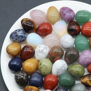 Mini pedra em forma de ovo de 20 mm, cristal de cura natural, mascote, acessório de massagem, pedra preciosa mineral, Reiki, decoração de casa, MKI, atacado