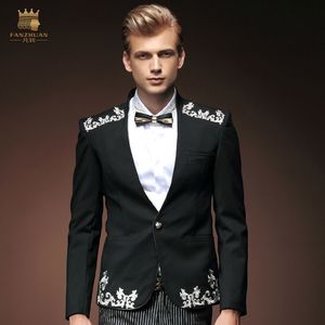 Erkekler Suits Blazers Fanzhuan Moda Erkekler Uzun Kollu İnce Siyah Sıradan Takım Ceket Tek Batı Ziyafet Blazer 0005 Satılık Adam 230222