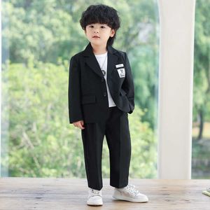 Комплекты одежды, повседневный костюм для мальчиков, весенне-осенний корейский детский костюм на день рождения, детский блейзер, брюки, ожерелье, одежда