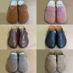 Модные немецкие сандалии мужская женская обувь Boston Shearling Suede Clogs Мягкая стелька Кожаные тапочки Мокасины Arizona Сандалии с ремешком розовая черная норковая женская обувь